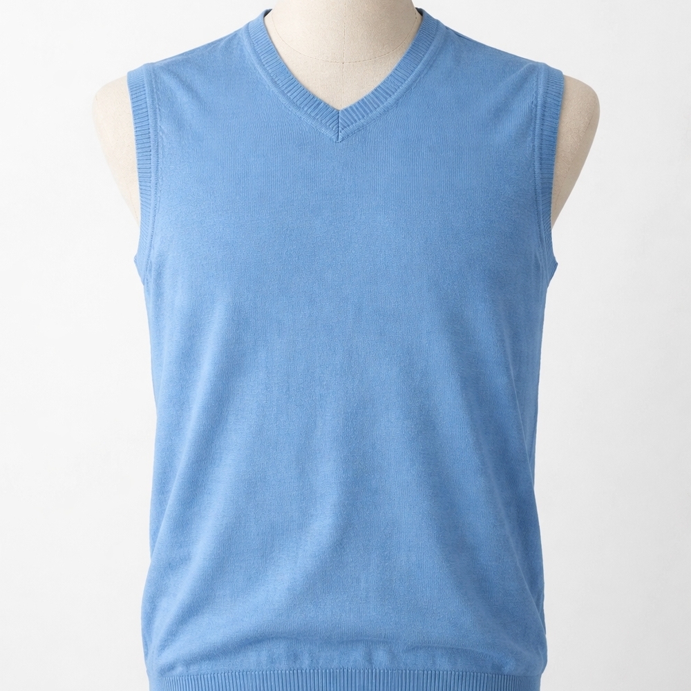 Madison Cotton Cashmere Sweater Vest Classic Light Mens L Preppy Grandpacore